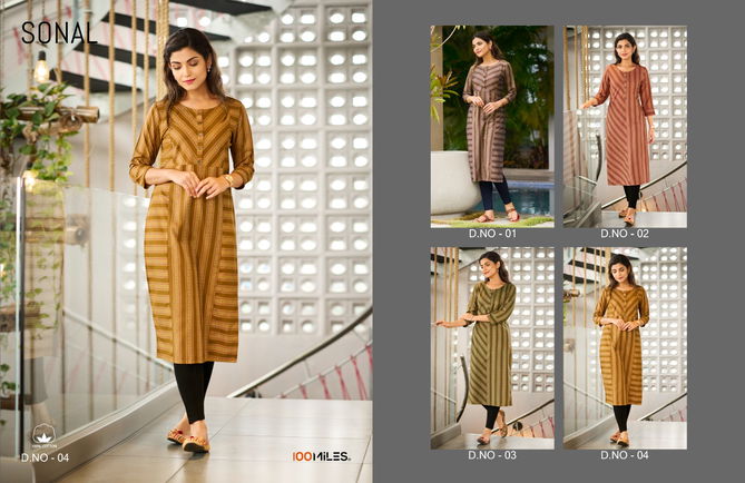 Sonal By 100 Miles 01-04 Printed Cotton Kurti Catalog